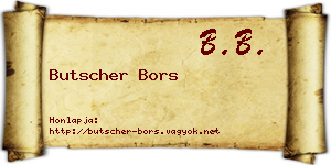 Butscher Bors névjegykártya